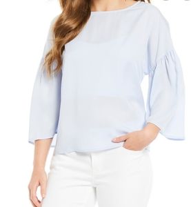 Cremieux  Light Blue Nancy 3/4 Ruffle Bell Sleeves in Size Medium